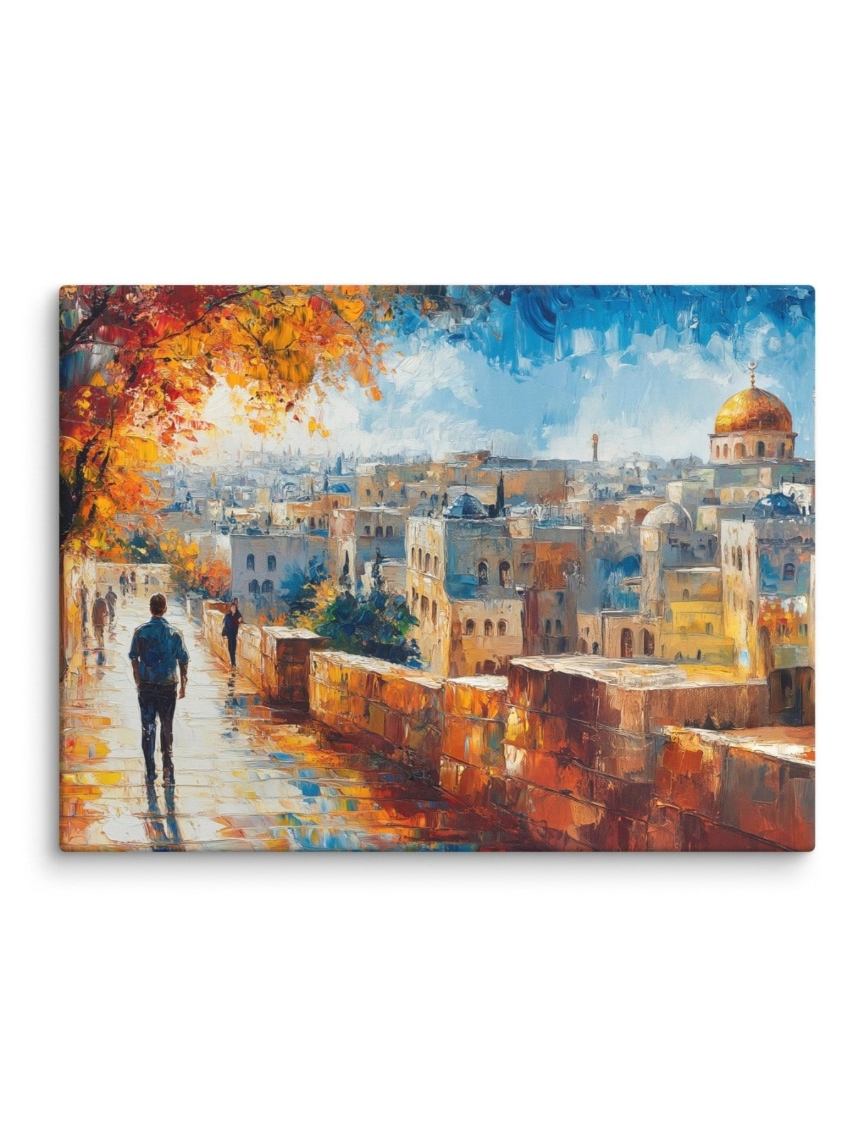 מטייל בעיר העתיקה בירושלים הדפס על קנבס